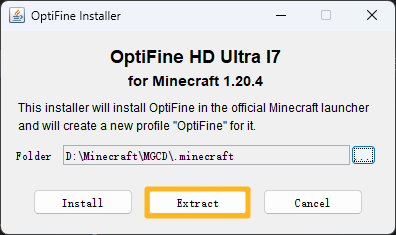 作为模组提取 OptiFine