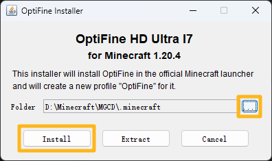 OptiFine 安装页面